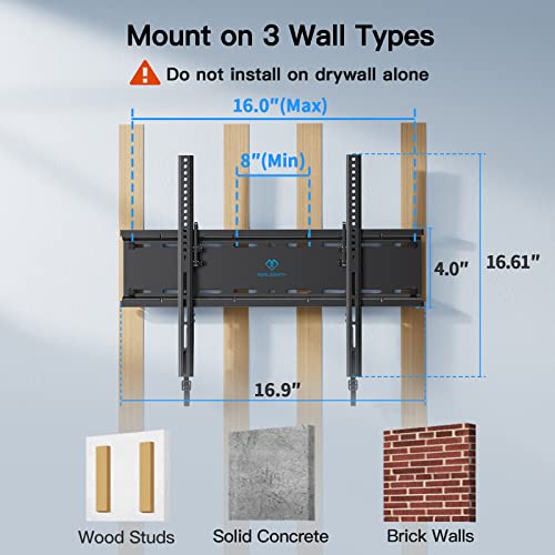 PERLESMITH Tilting TV Wall Mount for 23–60 inch TVs up to 115 lbs | Fits 16" Wood Stud, 1.2 inch Low Profile for Space Saving, Pull-Cord Release for Easy TV Removal, Max VESA 400x400mm