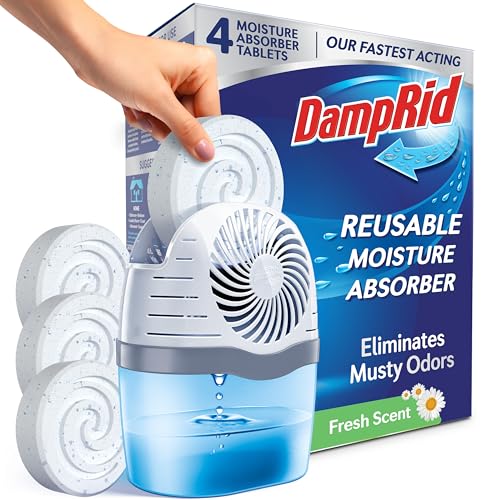 DampRid Moisture Absorber Drop-In Tablet Refill Pack, Fragrance Free, 15.8 oz., 4 Pack, Attract and Trap Excess Moisture and Eliminate Musty Odors for Cleaner, Fresher Air