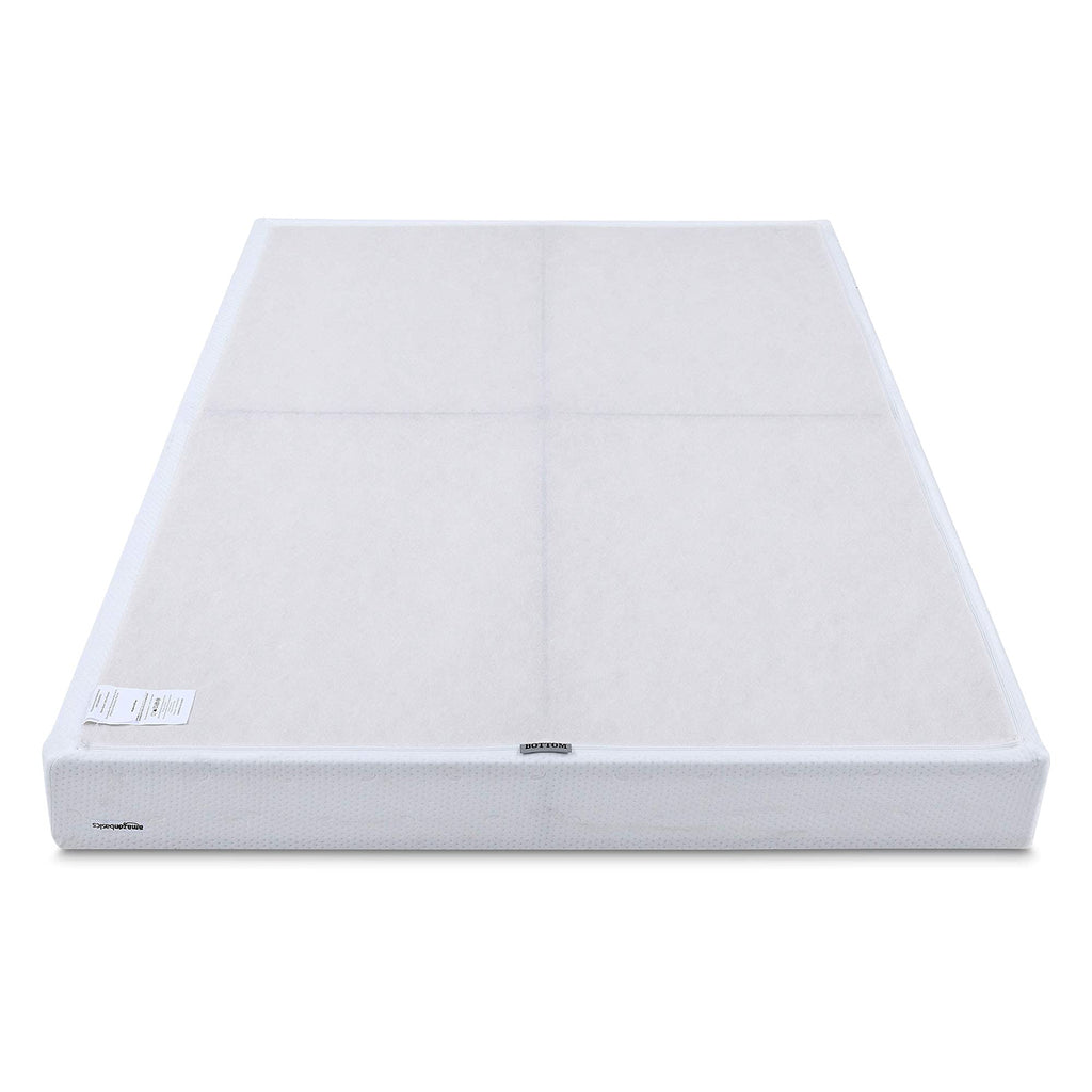 Amazon Basics Smart Box Spring Bed Base, 5-Inch Low Profile Height Mattress Foundation, Sturdy Durable Steel Support, Tool-Free Easy Assembly, Queen, 79" x 59.5" x 5", White