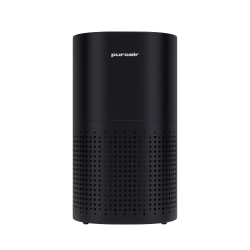 PuroAir 240 HEPA Air Purifiers for Home Pets Bedroom 1000 Ft² - Black | Certified HEPA + CarbonTech™ Air Filter for Smoke, Odor, Allergies - PuroIQ Sensor Auto-Mode, Quiet Sleep-Mode, 360° Intake