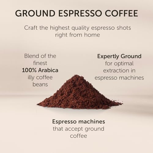 illy Ground Espresso Coffee, Classico Medium Roast, 8.8 oz | 100% Arabica, Premium Italian Coffee, Pre-Ground for Espresso Machines