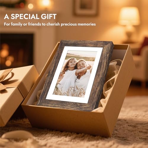 Hongkee 8x10 Picture Frame with Real Glass Wood Frame(Rustic Brown, 1 Pack) | Fits 8 x 10 Photos for Wall or Tabletop Display - Includes Easel Back, Vertical Hang - Ideal for Home, Office