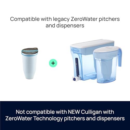 ZeroWater Official Replacement Water Filter Removes PFOA/PFOS 2-Pack​ | IAPMO certified: Lead, chromium, mercury & PFOA/PFOS; 5-stage advanced filtration replacement filter for ZeroWater pitchers​