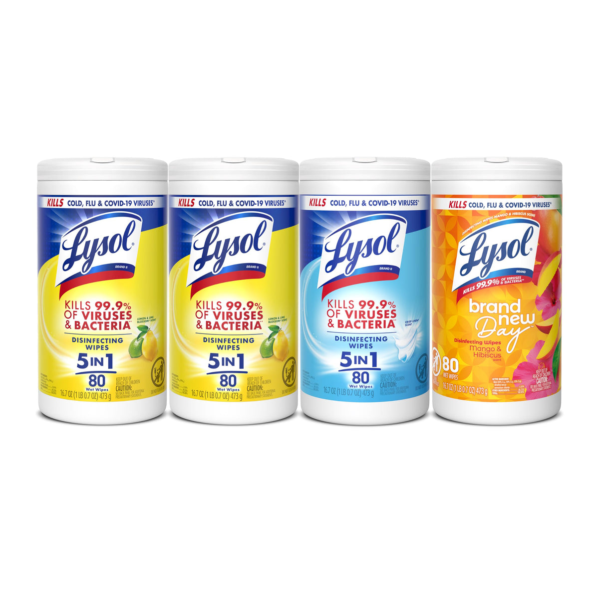 Lysol Disinfecting Wipes, Cleaner, Lemon + Mango + Linen, 80 ct. (4 Pack) | All Purpose Cleaner, Sanitizing, Deodorizing, Apartment Essentials, Back To School Cleaning Supplies, Kitchen & Bathroom Wipe