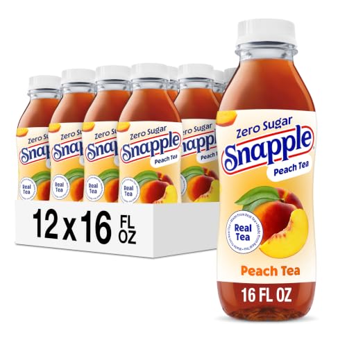 Snapple Zero Sugar Peach Tea, 16 fl oz recycled plastic bottle (Pack of 12)