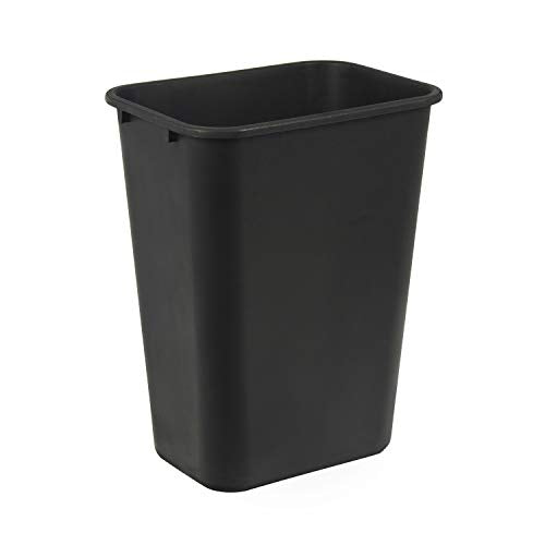 Amazon Basics Rectangular Commercial Office Wastebasket, Easy to Clean, Space-Saving,15.5"L x 11.5"W x 20"H, 10 Gallon, Black