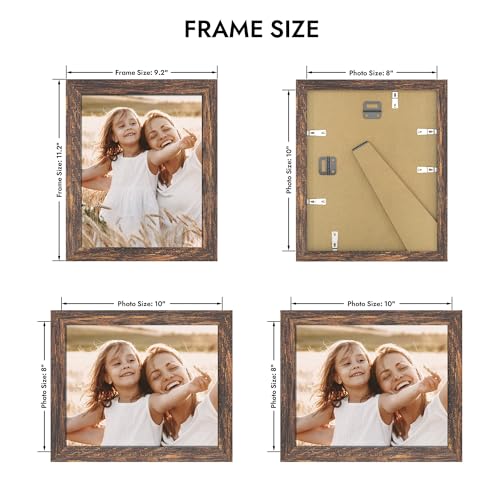 Hongkee 8x10 Picture Frame with Real Glass Wood Frame(Rustic Brown, 1 Pack) | Fits 8 x 10 Photos for Wall or Tabletop Display - Includes Easel Back, Vertical Hang - Ideal for Home, Office
