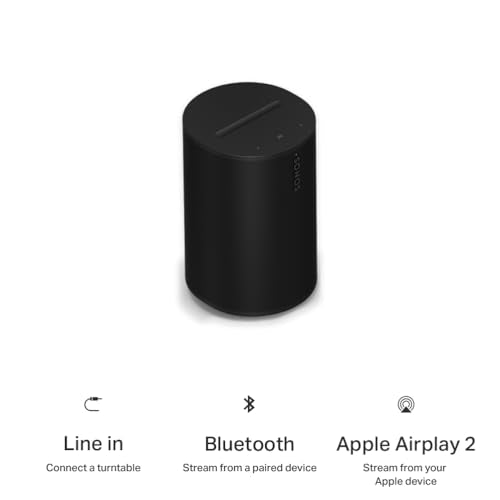 Sonos Era 100 SL Compact, Microphone-Free Speaker - Black | Dual angled tweeters and a powerful midwoofer | Pair Two for Stereo or Add as Soundbar Rears | WiFi | Bluetooth