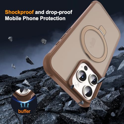 SKYLMW Compatible with iPhone 16 Pro Max Case with Stand,Desert Brown | iPhone 16 Pro Max Phone Case 6.9",Magnetic Ring Stand,Compatible with MagSafe,Military-Grade Protection,Great Grip Feeling