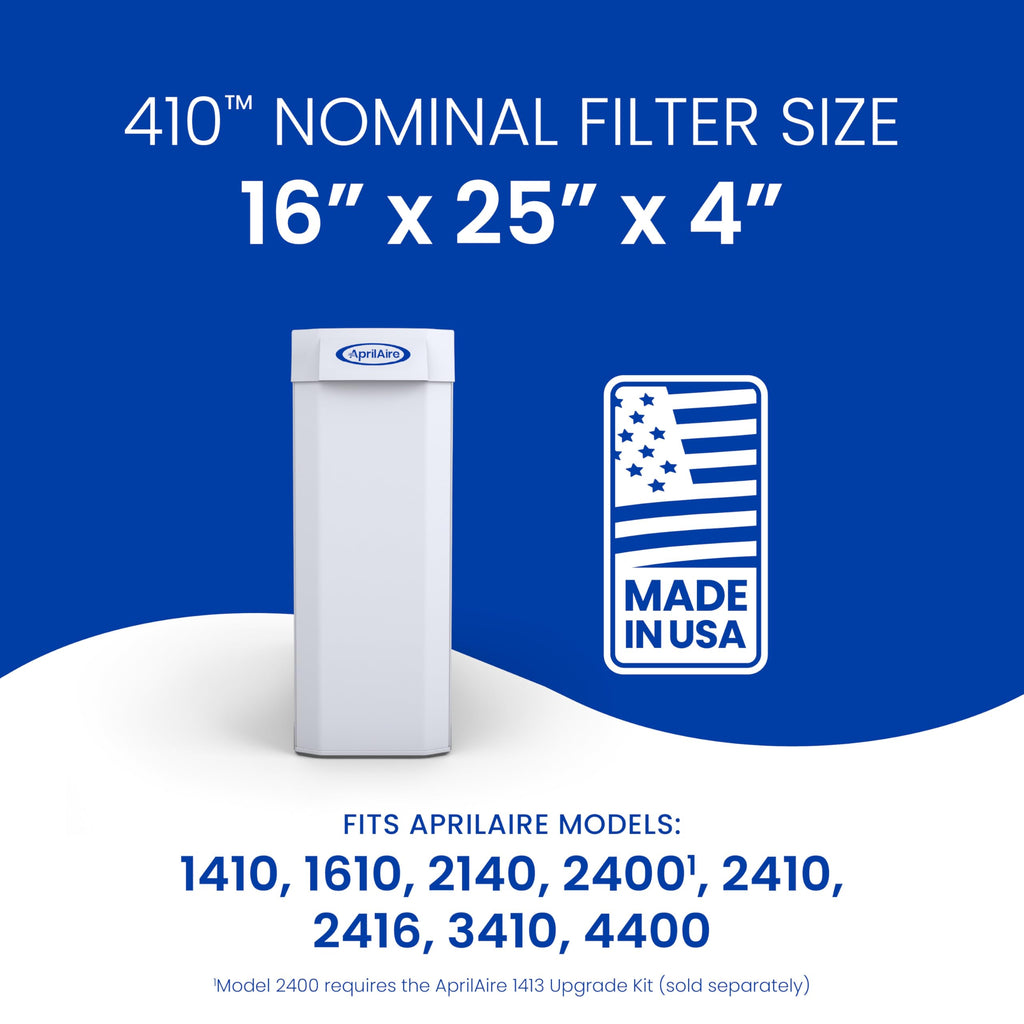 AprilAire 410 Replacement Filter for AprilAire Whole House Air Purifiers - MERV 11, Clean Air & Dust, 16x25x4 Air Filter (Pack of 1)