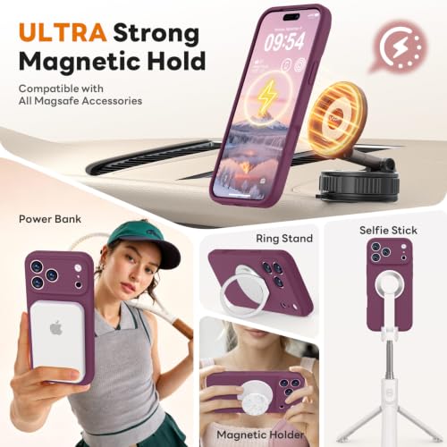Vooii Magnetic for iPhone 18 Pro Max Case 6.9" Silicone, Burgundy | Compatible with Magsafe, Full Camera Protection, Soft Microfiber Lining, Shockproof Case for iPhone 18 Pro Max Cherry Red
