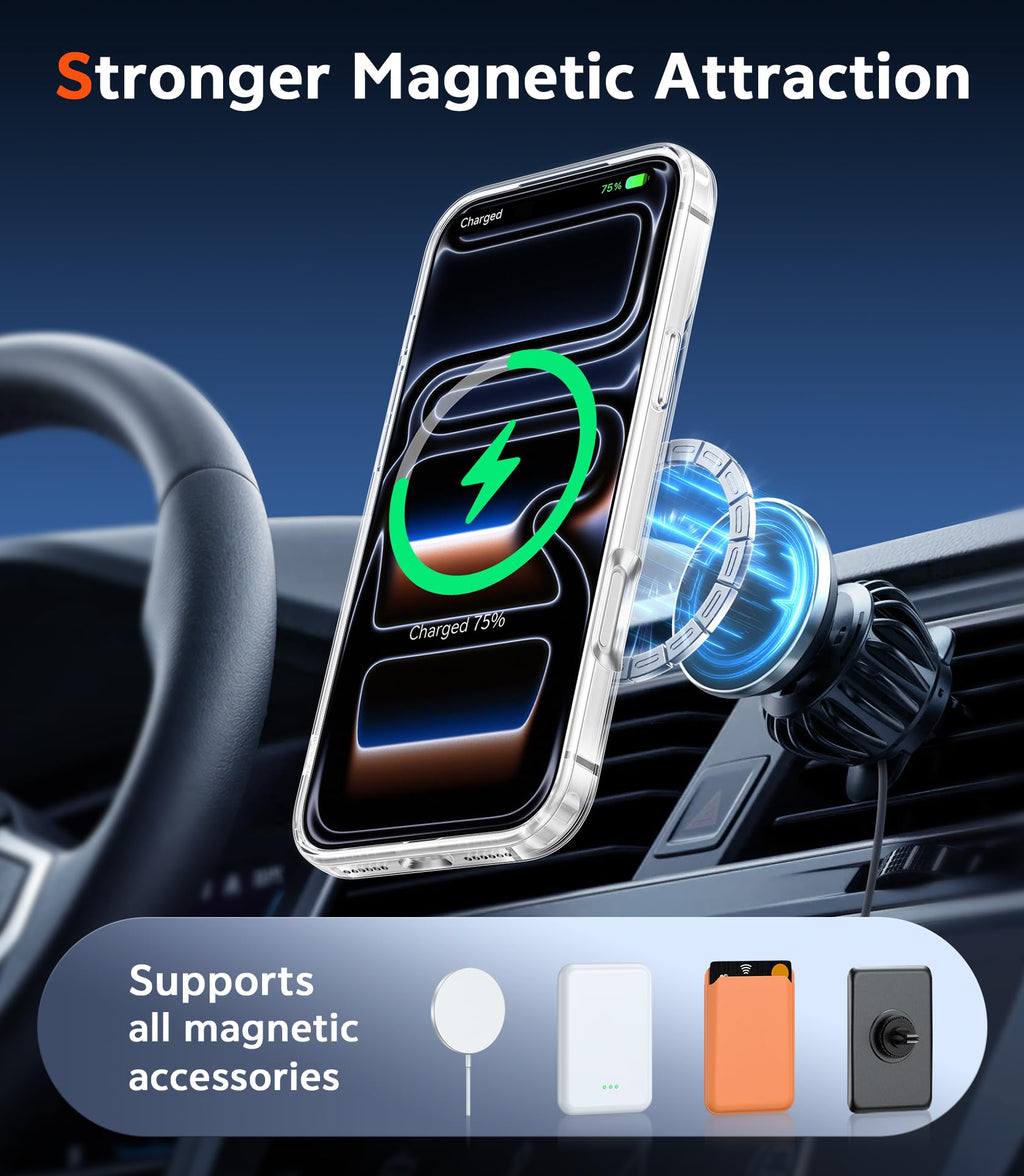 FNTCASE Magnetic for iPhone 18 Pro Max Case/17 Pro Max Case, Clear | Screen Protector, Military Grade Drop Protection, Slim Magnetic Phone Cases, Shockproof Bumper, Transparent Cell Cover