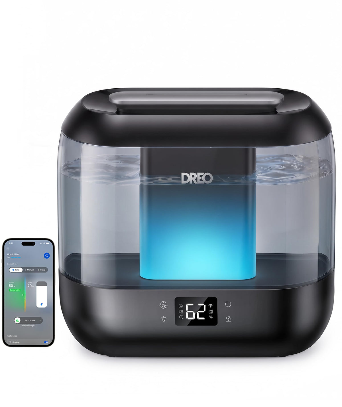 DREO Smart Humidifiers for Bedroom, 4L Cool Mist Humidifier | Top Fill, Quiet Sleep 28 dB, 36H Runtime for large room, Touch/APP/Voice Control, Nightlight, ideal for Baby, Plants, Nursery