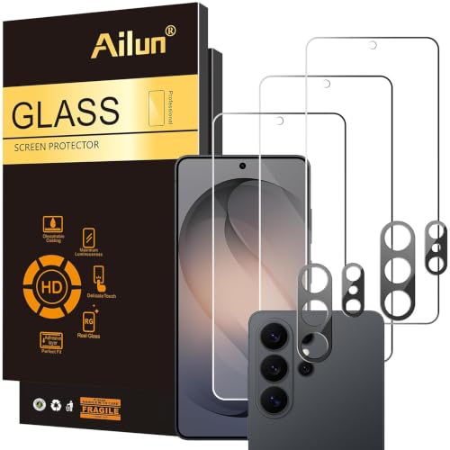 Ailun Screen Protector + Camera Lens Protector for Galaxy S26 Ultra | 3+2 Pack, 6.9 Inch, Tempered Glass, Fingerprint Unlock, 0.25mm Ultra Clear, Case Friendly
