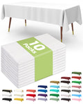Pureegg Plastic Table Cloth Disposable 54x108 Inch 10 Pack, White | Picnic, Wedding, Party Supplies, Leakproof & Sturdy, Tablecloth, Table Cover