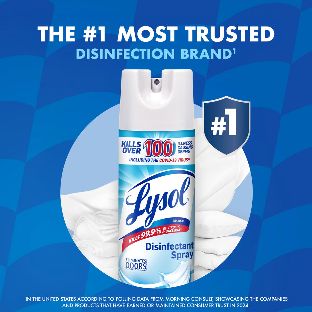 Lysol Disinfectant Spray, Sanitizer, Crisp Linen, 19 oz, 2 Pack | Multi-Surface Disinfecting & Sanitizing Antibacterial Room Spray, Deodorizer Spray, Home & Bathroom Cleaning Supplies