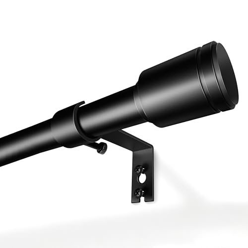 Curtain Rods 30-90 Inch, Adjustable Black Curtain Rods for Windows 1 Pack