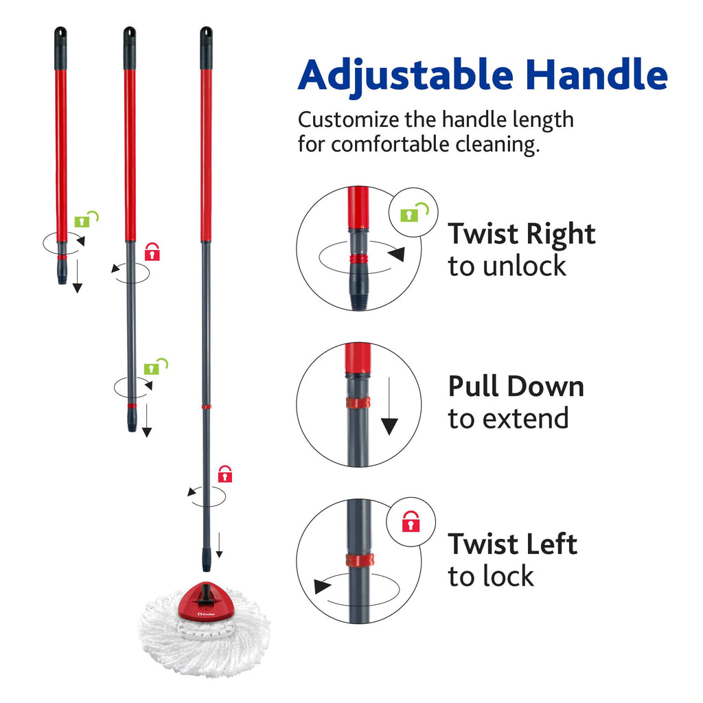 O-Cedar EasyWring Microfiber Spin Mop, Bucket Floor Cleaning System, Red, Gray, Standard