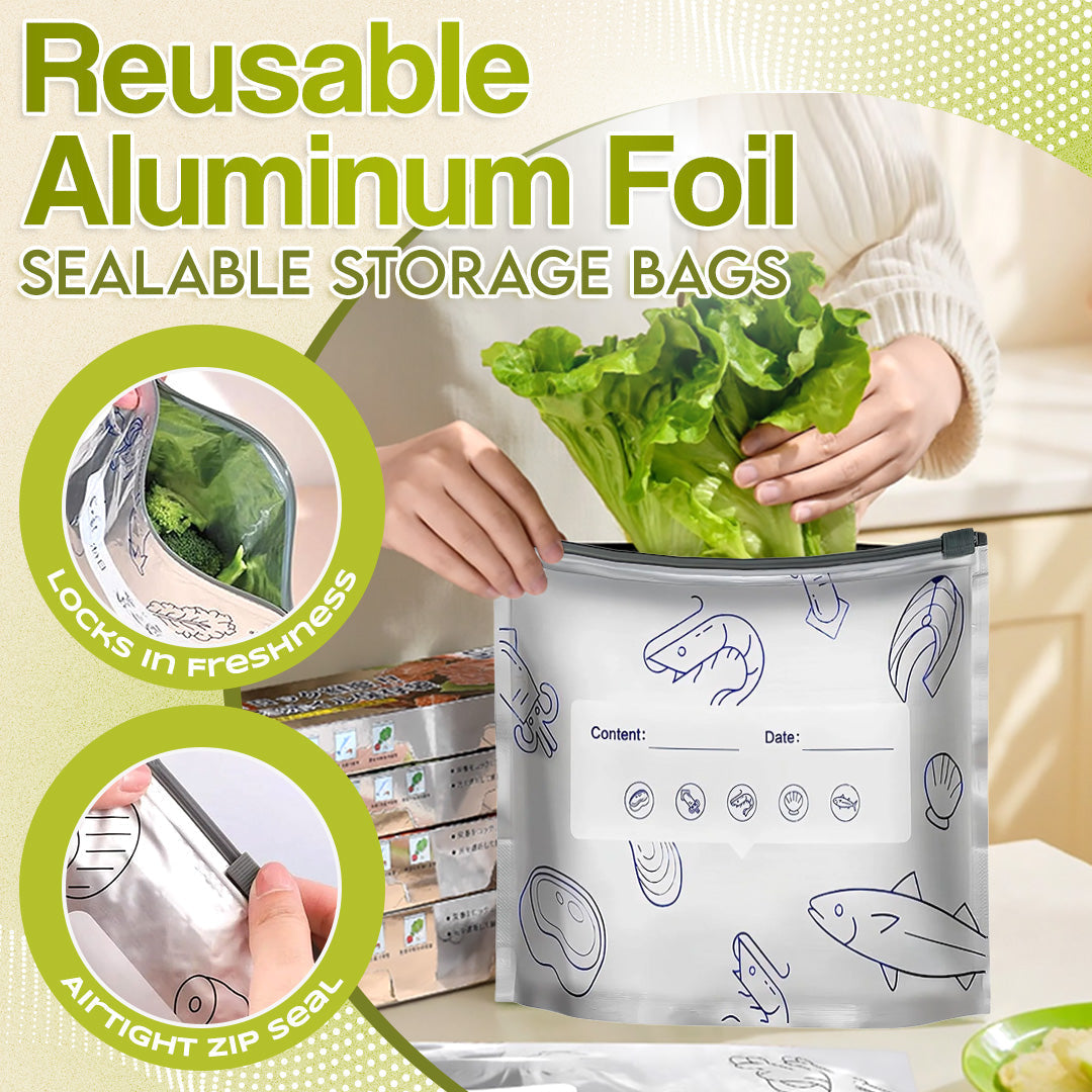 ♻️ Reusable Aluminum Foil Sealable Food Storage Bags