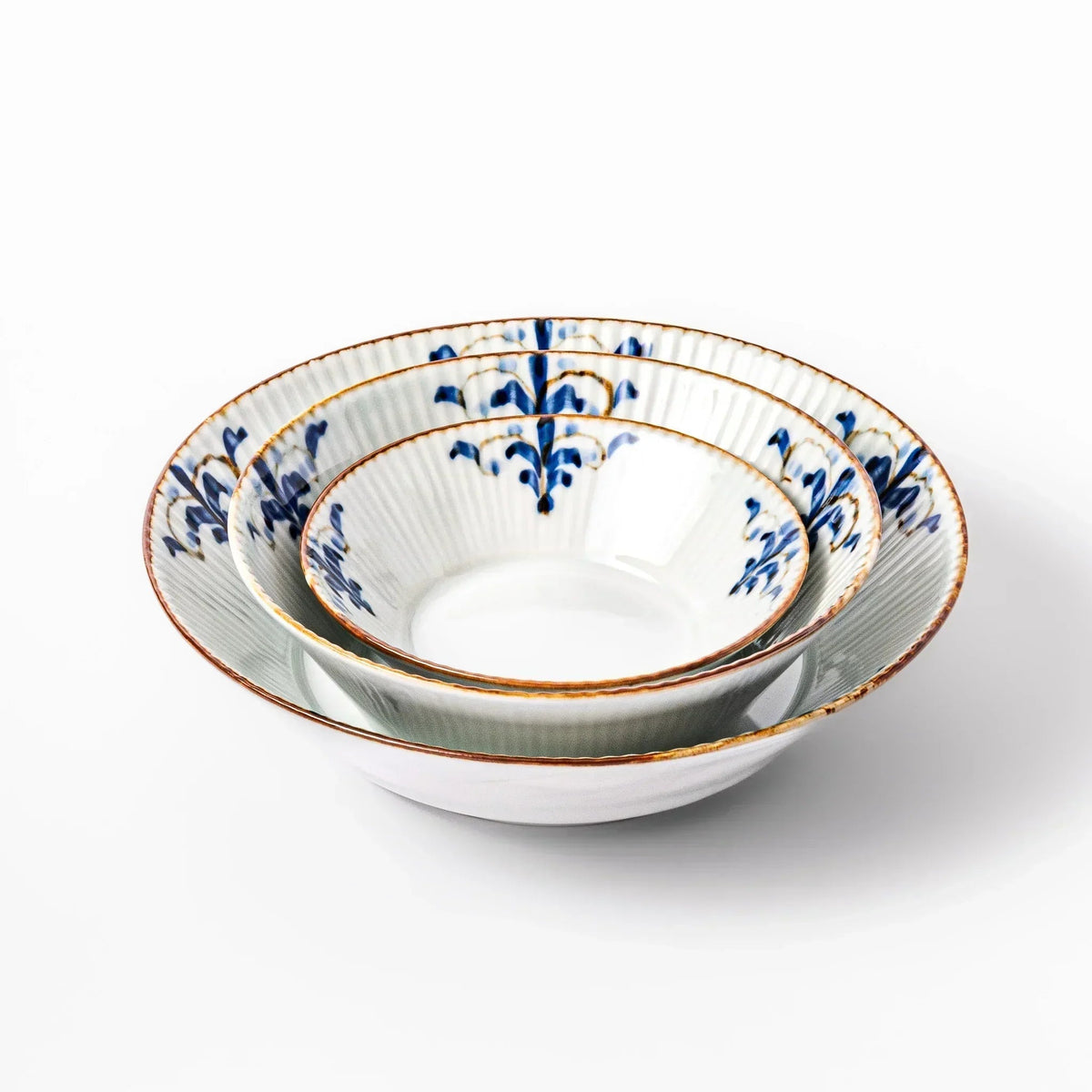 Floral Leaves Ridged Dessert Bowl