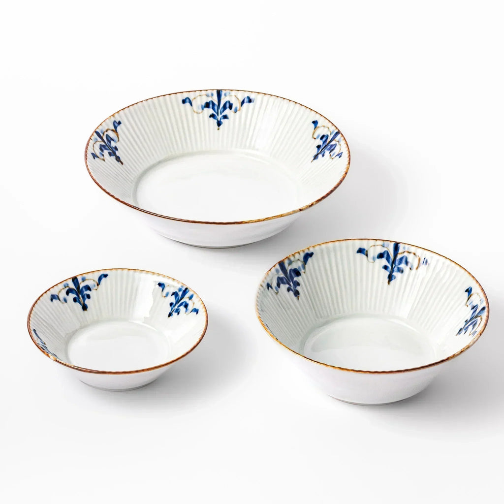 Floral Leaves Ridged Dessert Bowl