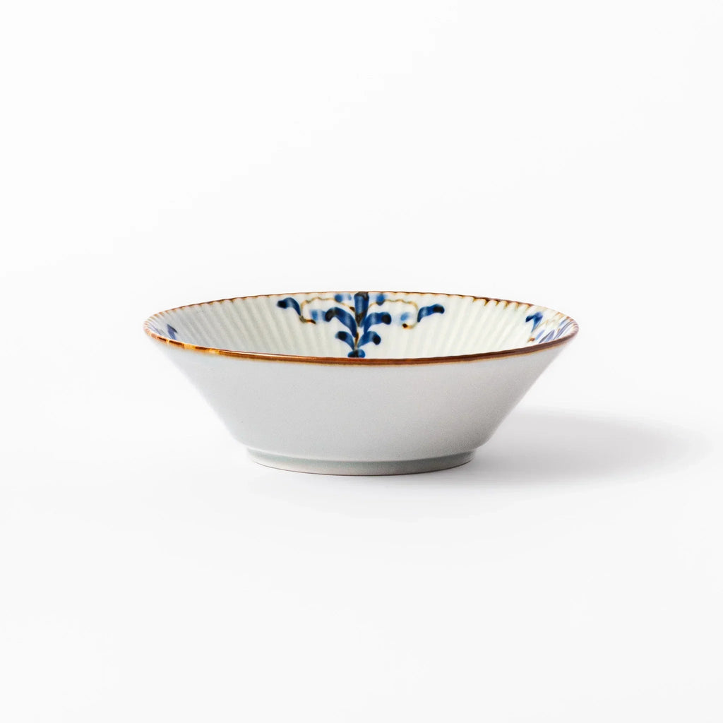 Floral Leaves Ridged Dessert Bowl
