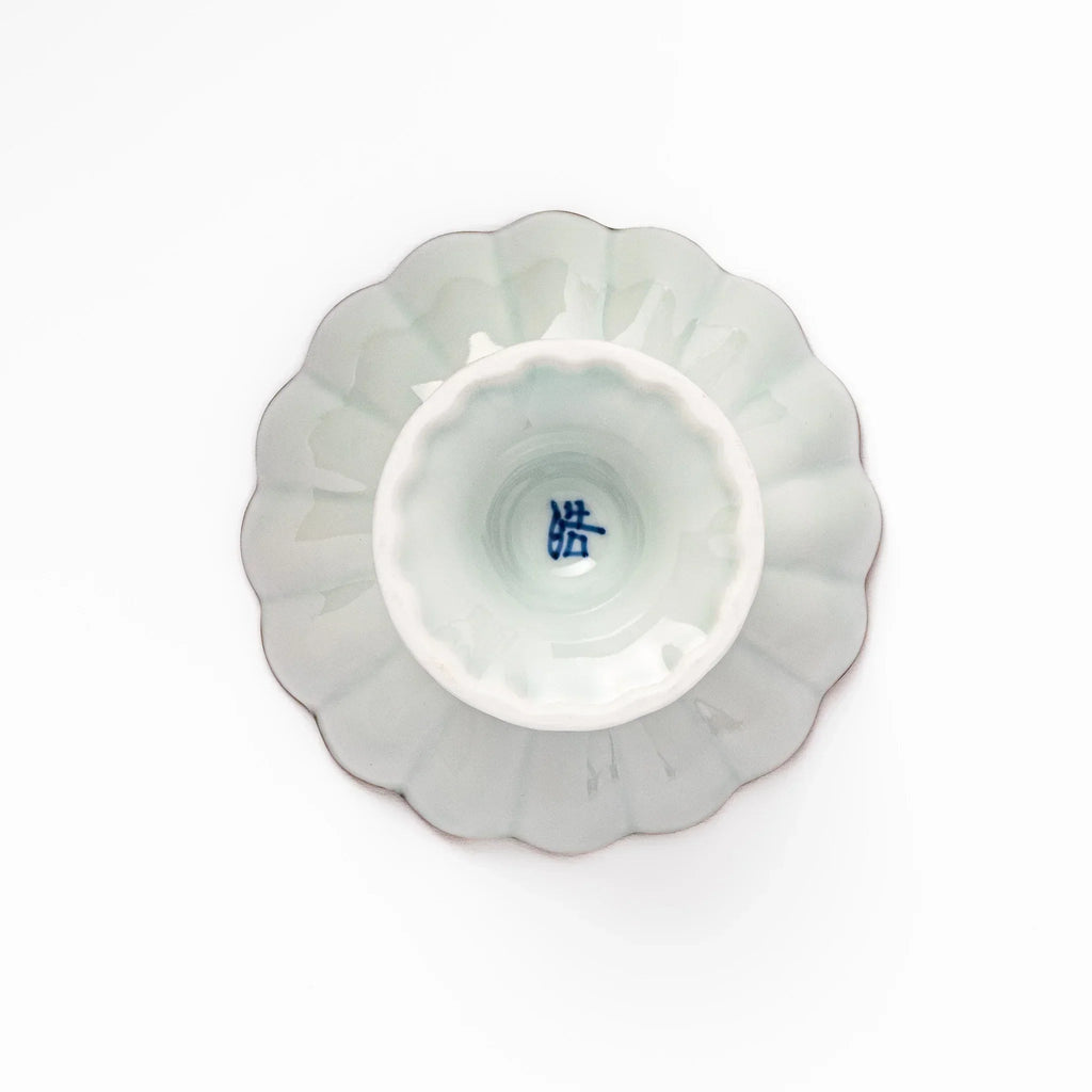 Floral Leaves Scalloped Pedestal Dessert Bowl