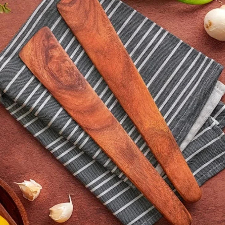 Teak Angled Spatula - Set of 2