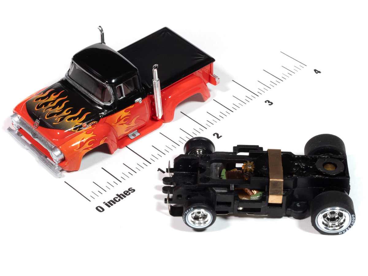 Auto World 4Gear 1956 Ford F100 Pickup (Red) HO Scale Slot Car