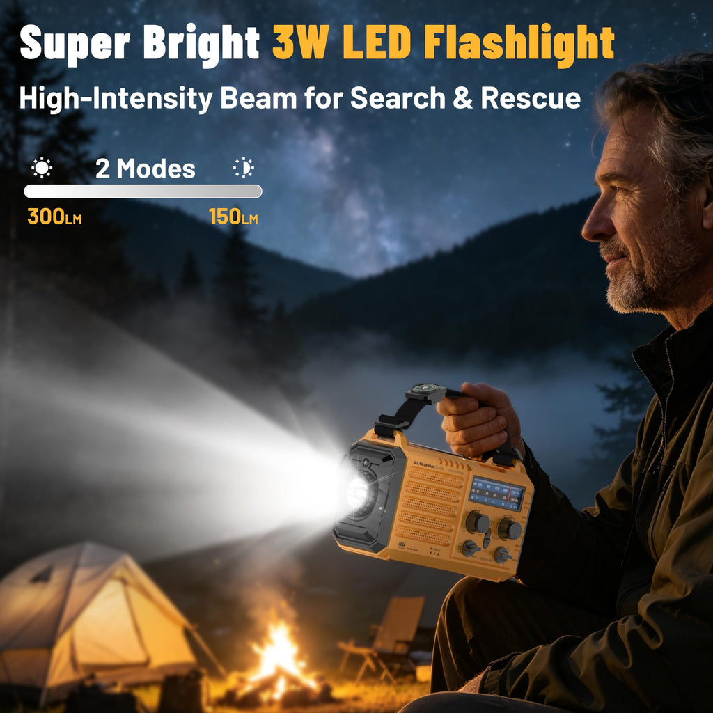 NOAA Weather Radio FM AM Shortwave, Emergency Radio 5000mAh Solar Crank | 5 Way Powered Portable Phone Charger with LED Flashlight, Reading Lamp, and SOS Alarm for Survival Kits