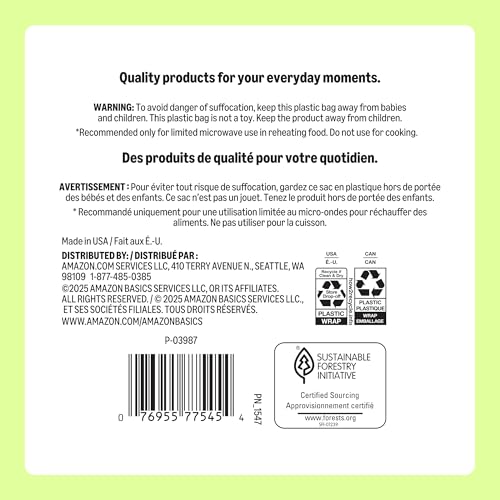 Amazon Basics Everyday Disposable Paper Plates, 8.62 Inch, Microwave-Safe, Cut Resistant, Soak-Proof, 100 Count, Packaging May Vary