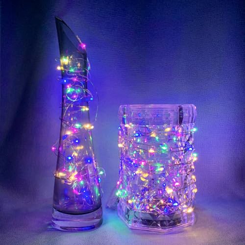 chzk 8 Pack Fairy Lights 7Ft 20 LED Twinkle String Lights 3 Modes Battery Operated Waterproof Firefly Starry for Mason Jar Party Wedding Easter Valentines Day Table Centerpieces,Rainbow-Pastel