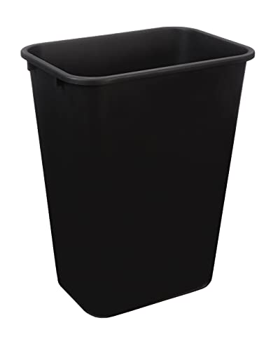 Amazon Basics Rectangular Commercial Office Wastebasket, Easy to Clean, Space-Saving,15.5"L x 11.5"W x 20"H, 10 Gallon, Black