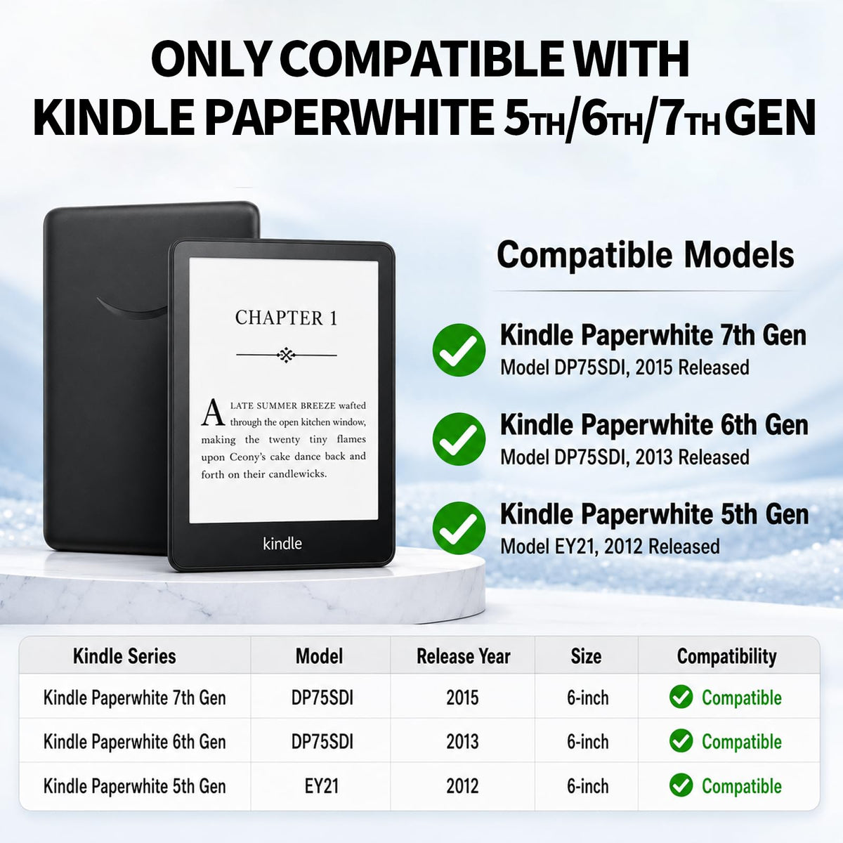 Smart Case for 6" Kindle Paperwhite 7th /6th/5th Gen and a Screen Protector