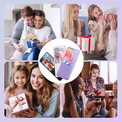 AGPTEK 64GB MP3 Player with Bluetooth, M3 2.4'' Player with Speaker | with FM Radio, Touch Buttons, Supports Up to 128GB(Purple)