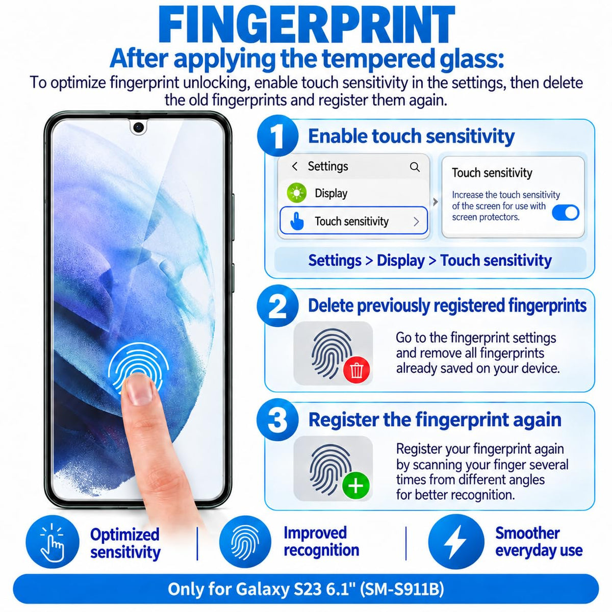 NEW'C for Samsung Galaxy S23 6.1" (SM-S911),Screen Protector Tempered Glass