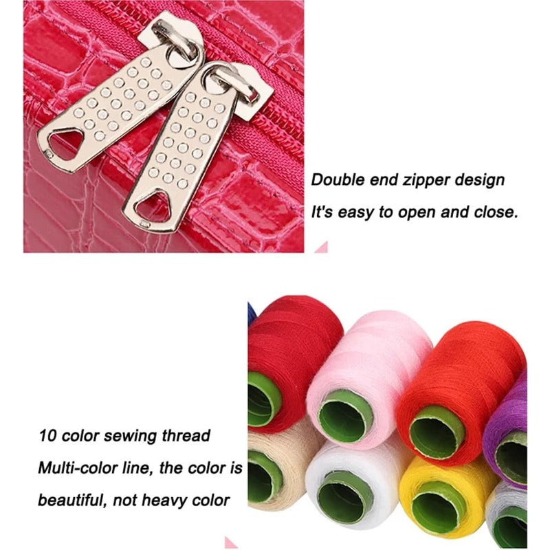 CraftVault Portable Sewing Kit in Faux Leather Case