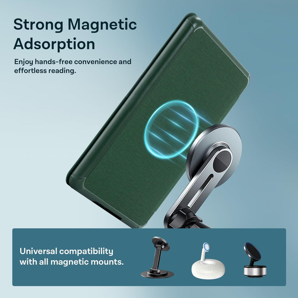 CoBak Stand Case for 7" Kindle Paperwhite & Kindle Colorsoft 12th Gen 2024 | Lightweight Stand with Right Hand Strap, Compatible with iPhone MagSafe and Other Wireless Charging Pads, Dark Green