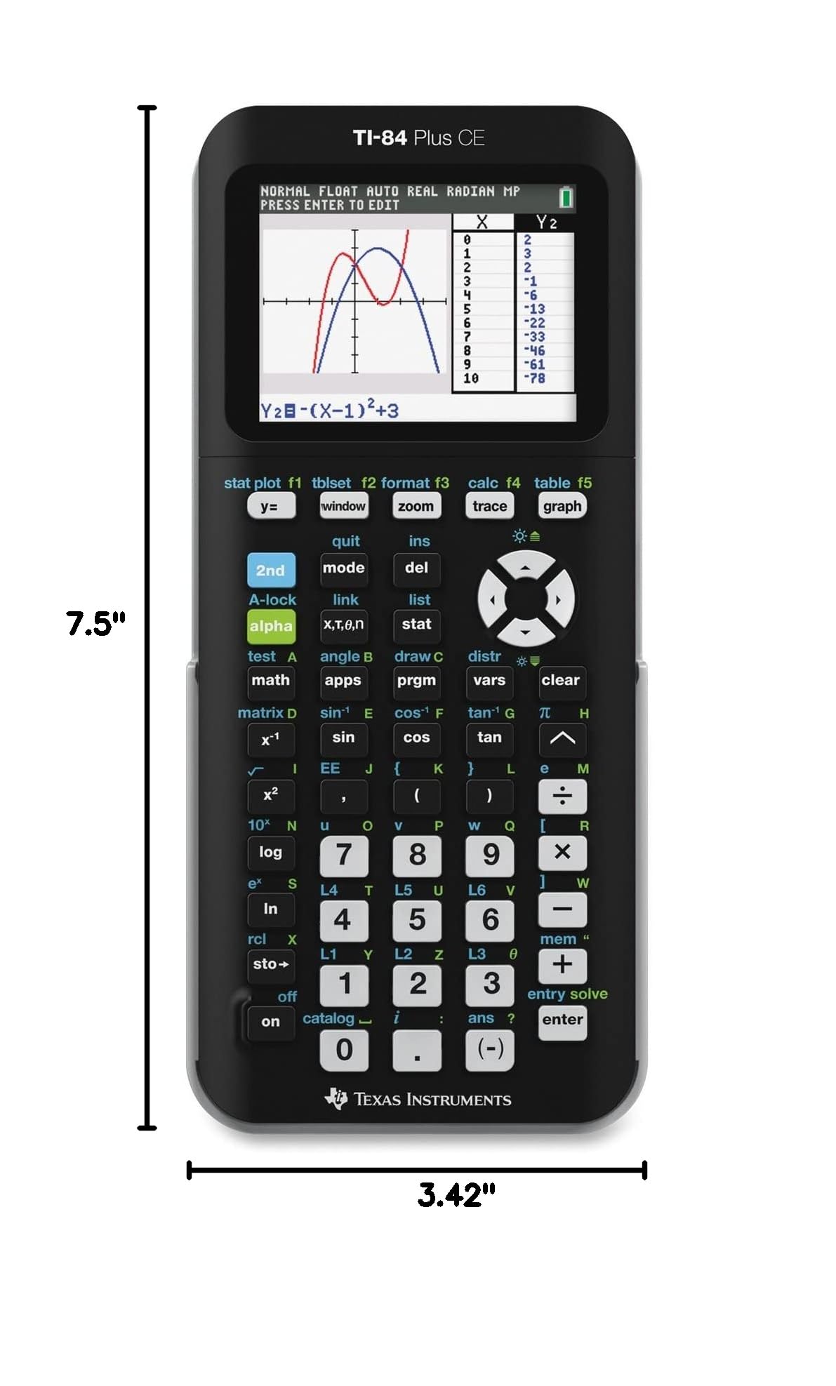 Texas Instruments TI-84 Plus CE Color Graphing Calculator, Black | Computer version included, USB charging, Full color, Faster than TI-84 Plus