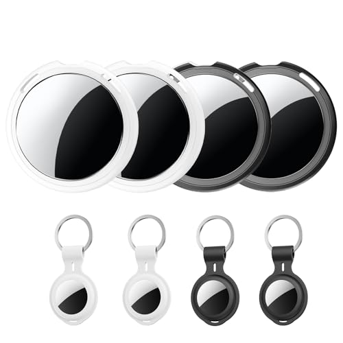 4 Pack Apple MFi Certified Tracker Tags Works with Apple Find My (iOS Only) | Bluetooth Item Finder Replaceable Battery Waterproof Smart Tag for Keys Wallet Pets Backpack Luggage Bags Worldwide Tracking