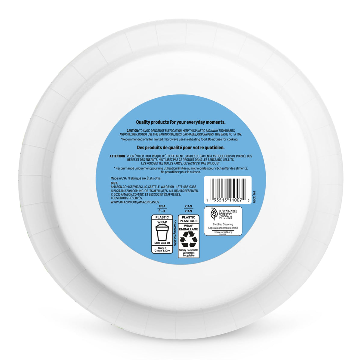 Amazon Basics Ultra Paper Plates, 10 Inch, Disposable, 100 Count, Packaging May Vary