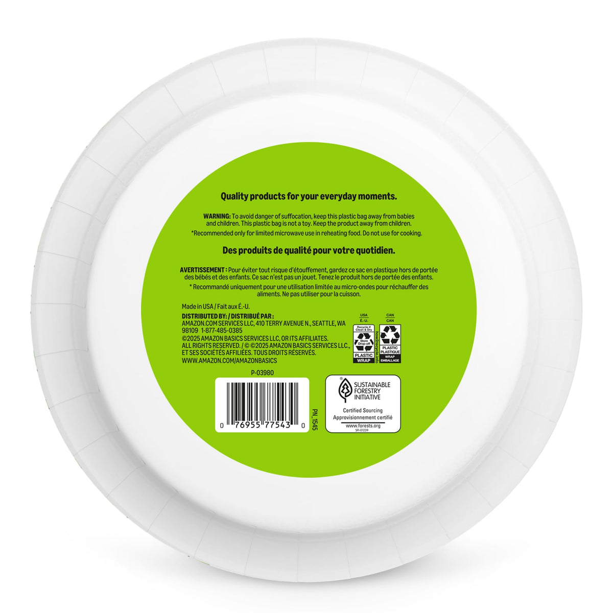 Amazon Basics Everyday Paper Plates, 10 Inch, Disposable, 150 Count, Packaging May Vary