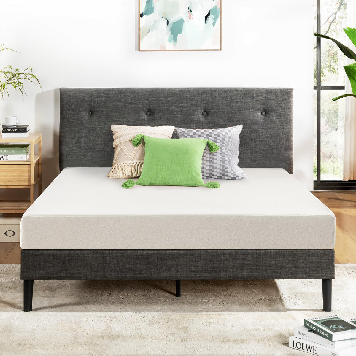 Best Price Mattress Full Mattress 6 inch Bed-In-A-Box, Green Tea Memory Foam White