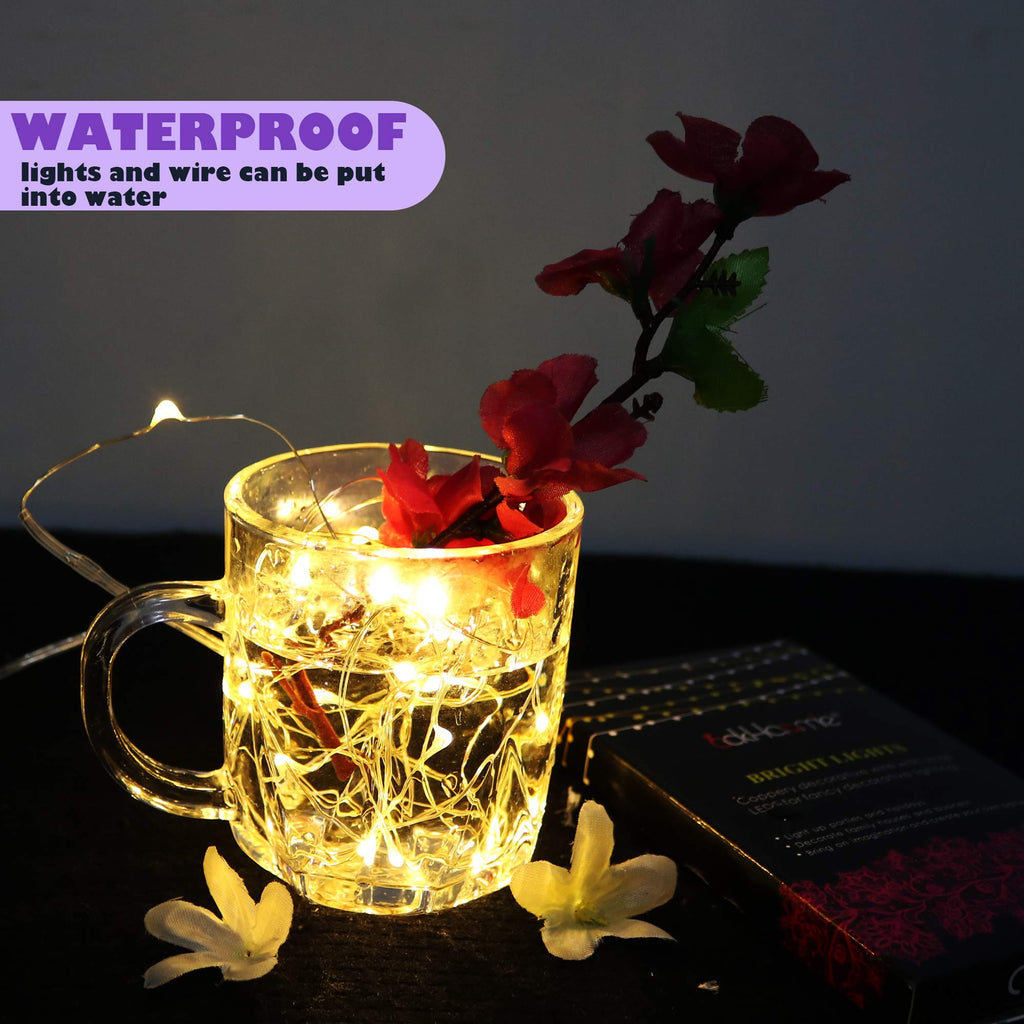 6 Pack Fairy Lights Battery Operated With Timer,2 Remotes,20 LED Warm White | 6.5ft Twinkle Lights,Waterproof Silver Wire Firefly Lights DIY Mason Jar Wedding Party Christmas Centerpiece Table Deco
