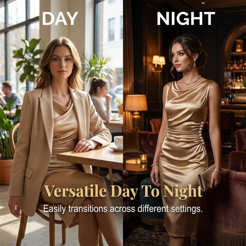 Women's Sleeveless Cowl Neck Midi Dress