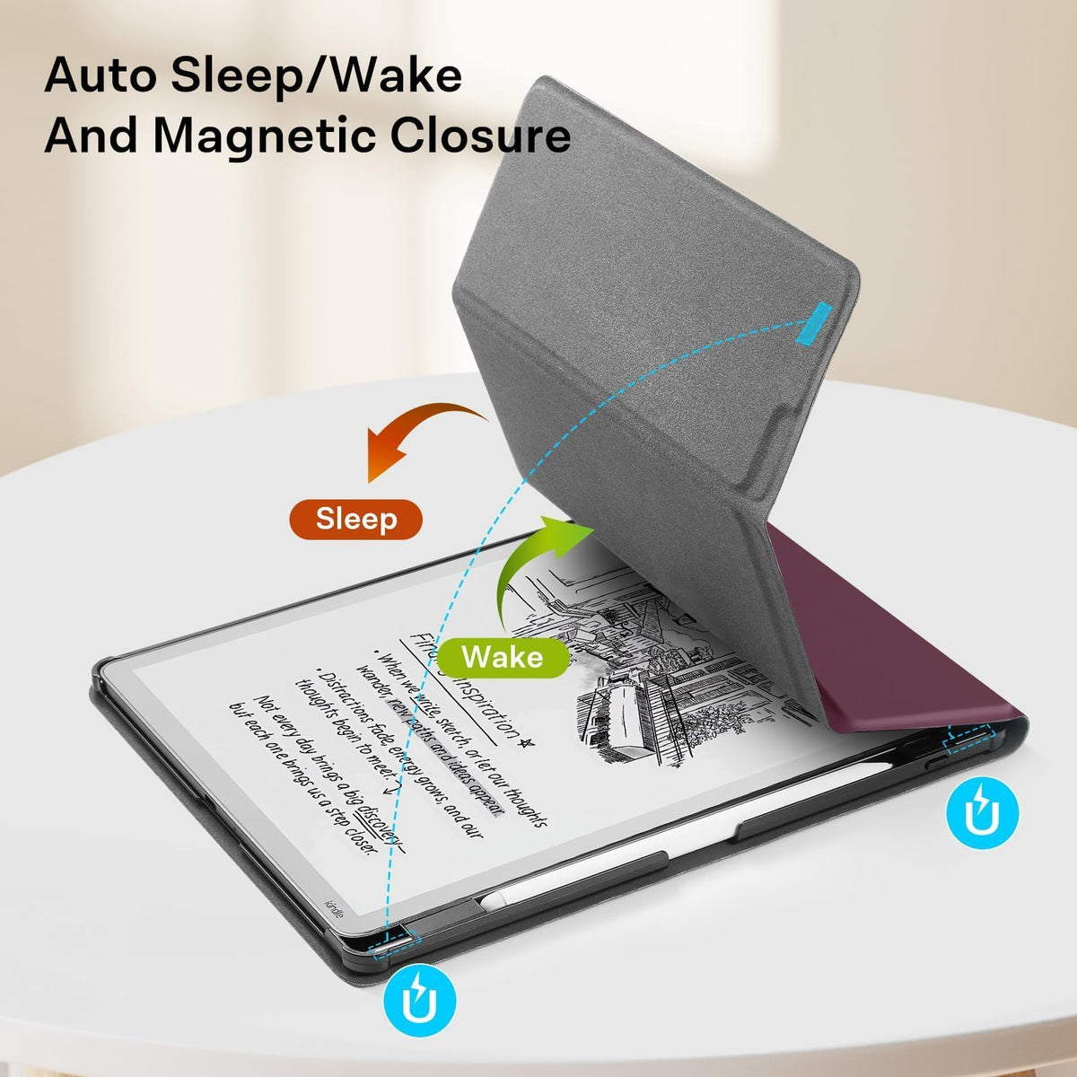 CoBak Stand Case for 11" Kindle Scribe 3rd Gen 2025 & Colorsoft | Two Viewing Angles – All-New PU Leather Cover with Auto Sleep/Wake, Built-In Pen & Tip Holders