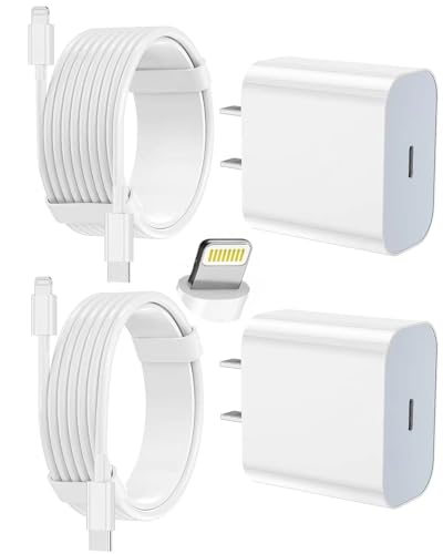 iPhone Charger Fast Charging, USB C Charger Block, 6FT/10FT Lightning Cable | For Apple iPhone 14/13/12/11 Series, 2-Pack 6FT/10FT Long USB C to Lightning Cables, AirPods with Lightning Charging Case