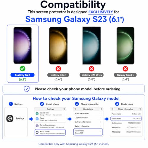 NEW'C for Samsung Galaxy S23 6.1" (SM-S911),Screen Protector Tempered Glass