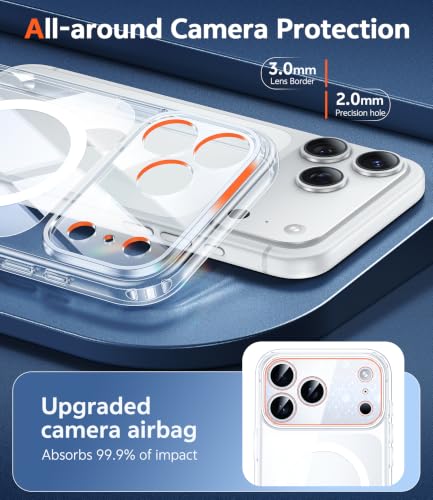 FNTCASE for iPhone 18 Pro Case/17 Pro Case Clear with Screen Protector | Anti Yellowing, Compatible with Magsafe, Magnetic, Rugged Shockproof Protective, Transparent Cell Phone Cover