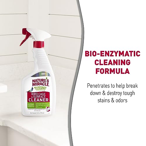 Nature's Miracle Bird Cage & Surface Cleaner, 24 oz | Bio-Enzymatic Formula Helps Break Down Tough Stains & Odors, Cleans & Deodorizes Cages & Accessories, Safe For Pets and Home*